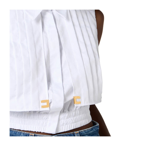 Elisabetta Franchi Camicia casual Camicia Donna cropped con logo Bianco - Francavilla Moda